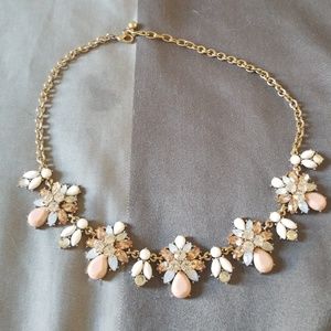 Rose gold color pink stone statement necklace